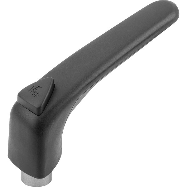 Adjustable Handle Ergonomic Size:3 M10 Plastic, Black Ral9011, Comp:Stainless, Comp:Black Ral7021